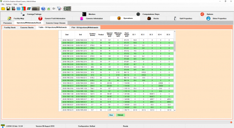 Oil injection/withdrawal history table