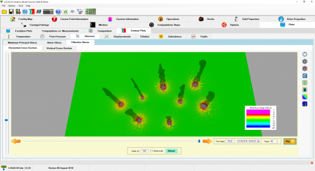 Calculated effective-stresses: contour levels at 1000 meter depth